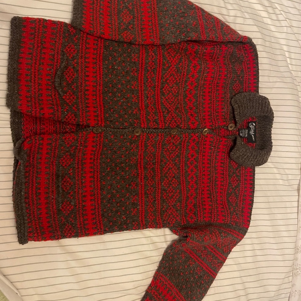 Vintage Cozy  Cardigan Sweater 100% wool hand made.